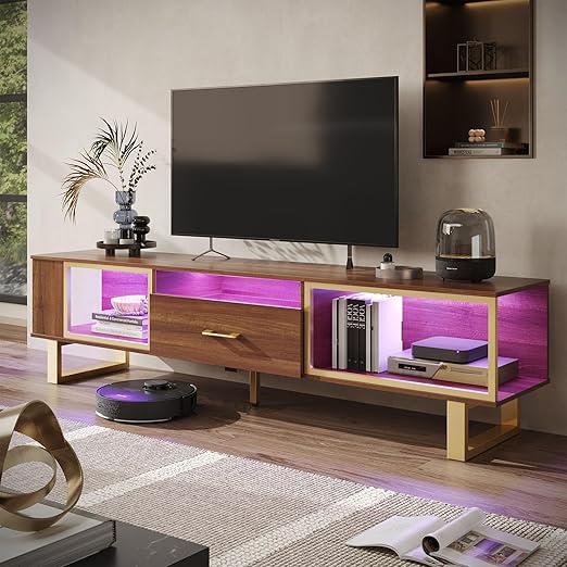 70 Inch LED TV Stand with Glass Drawer