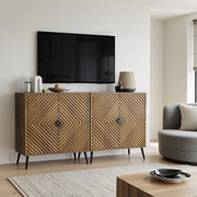 Walnut Sideboard Cabinet with Adjustable Shelf
