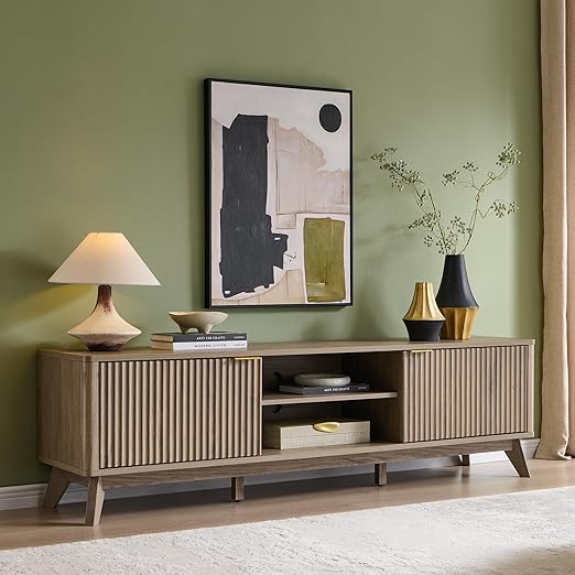 70" Fluted TV Stand with Soft Close Doors