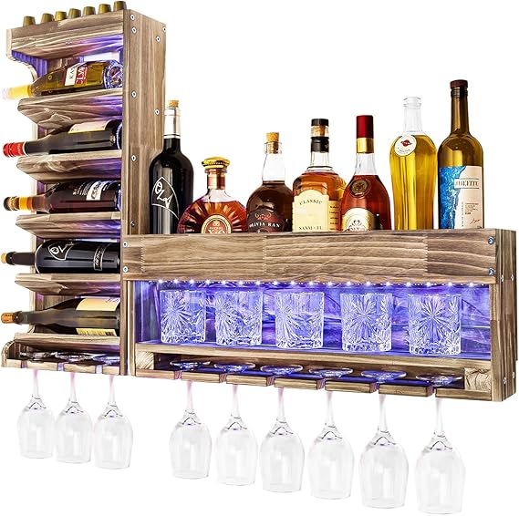 Wall Mounted Wine Rack with LED Light