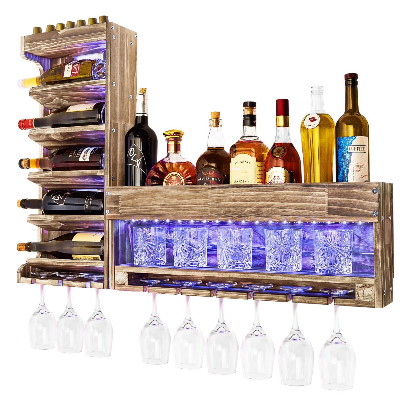 Wall Mounted Wine Rack with LED Light