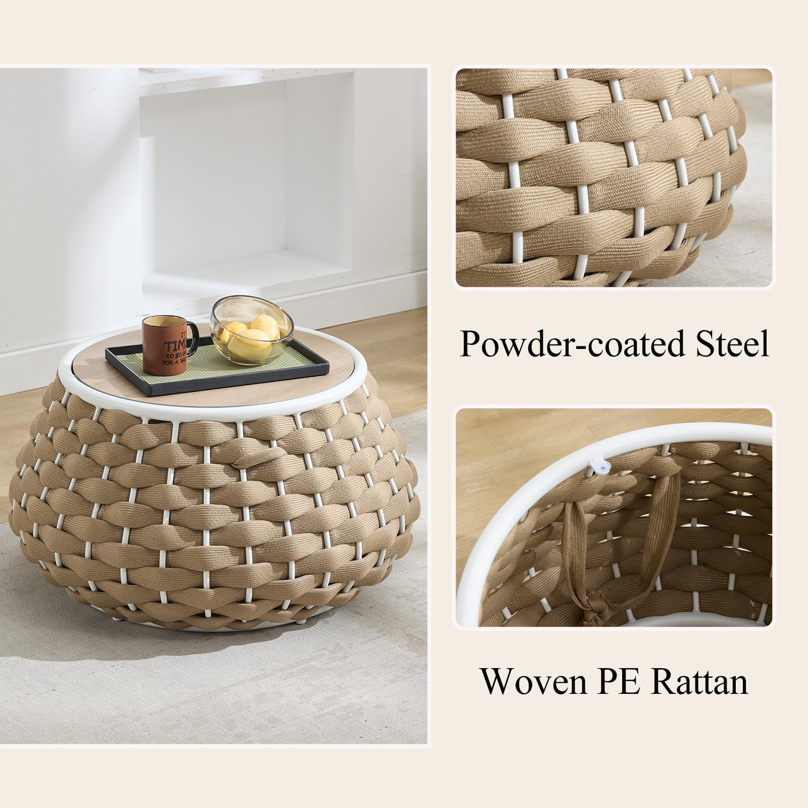 30.5 Inch Round Outdoor Side Table with Removable Lid