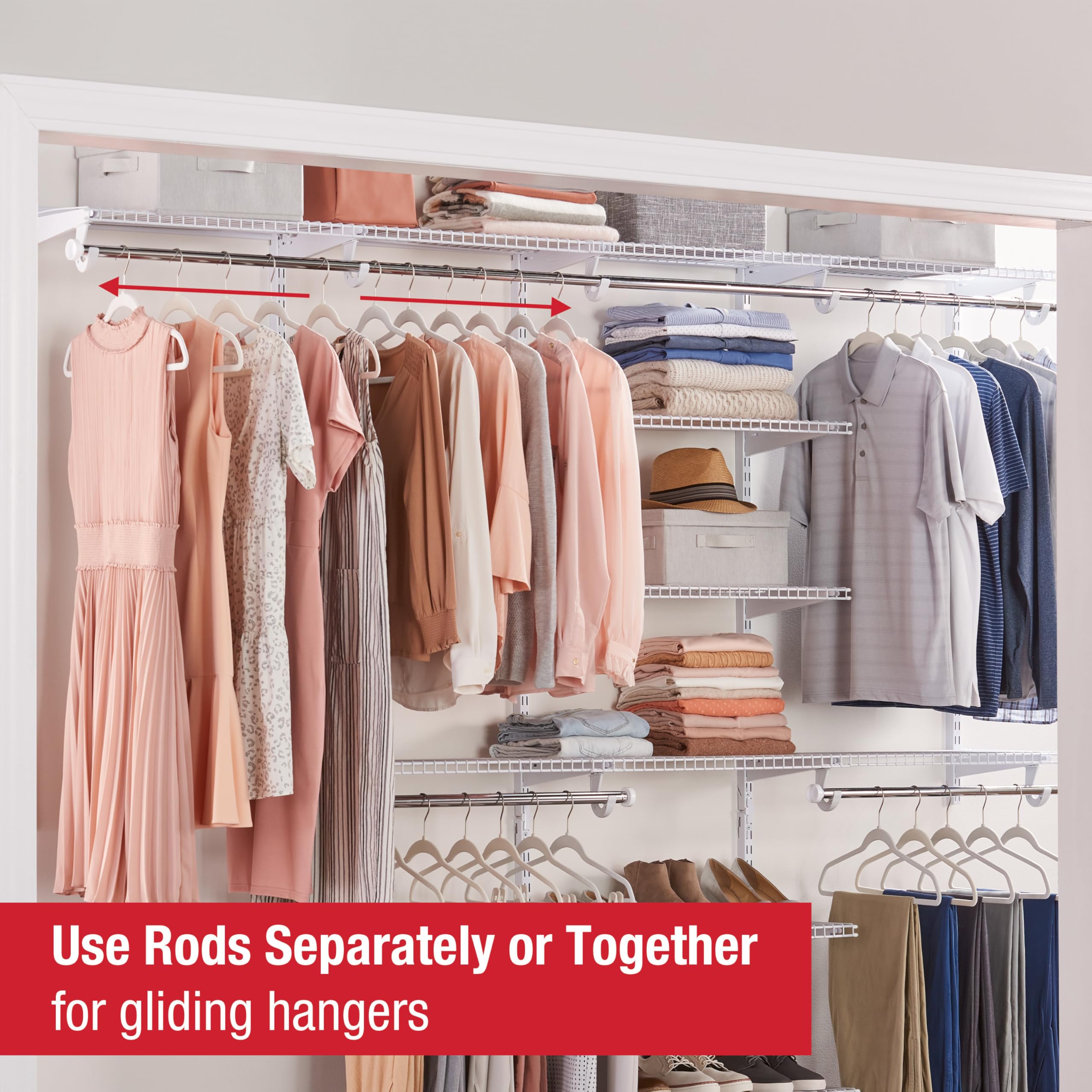 Deluxe Custom Closet Kit 4-8Ft Adjustable Metal Wire Shelving White