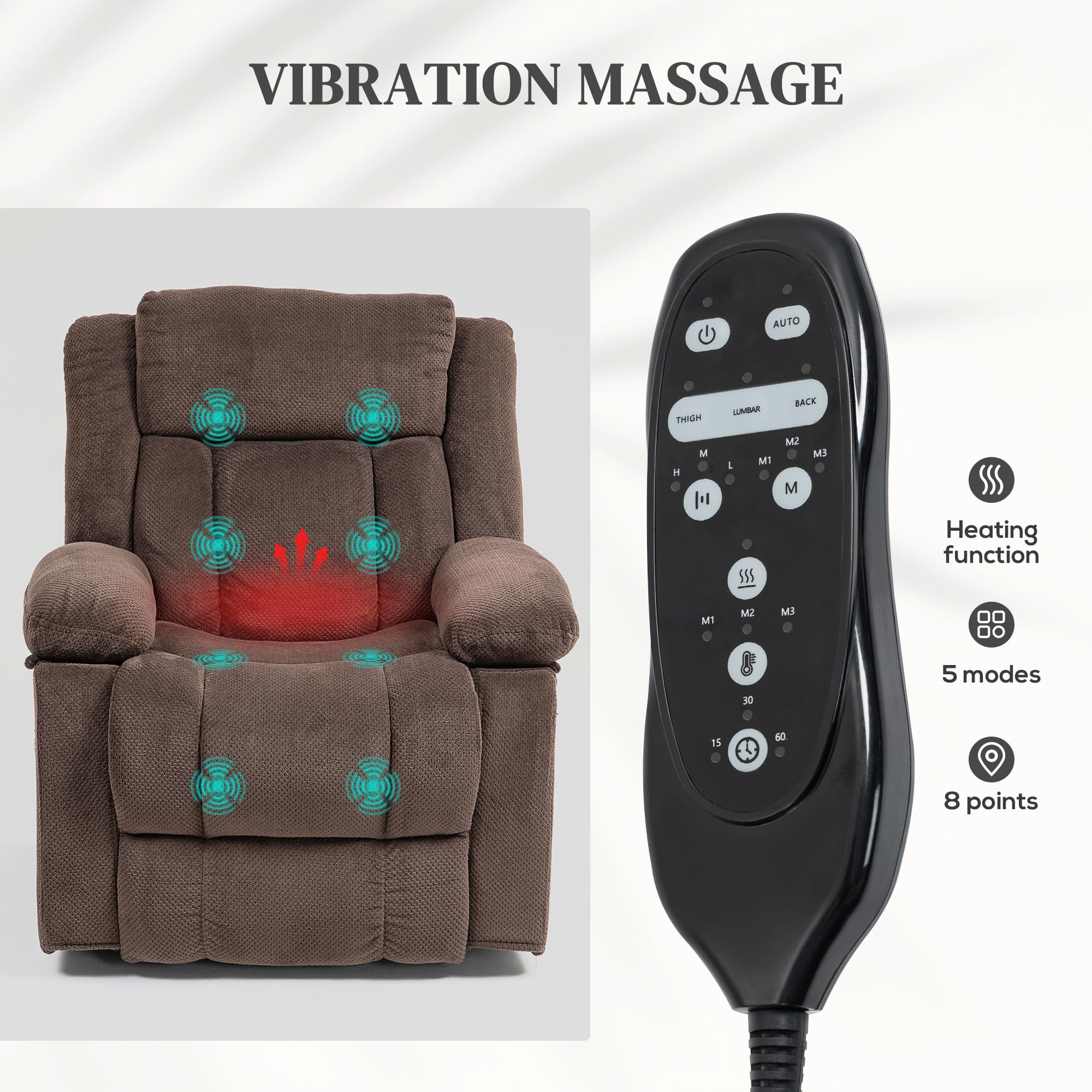Power Lift Recliner Chair with Massage and Heat