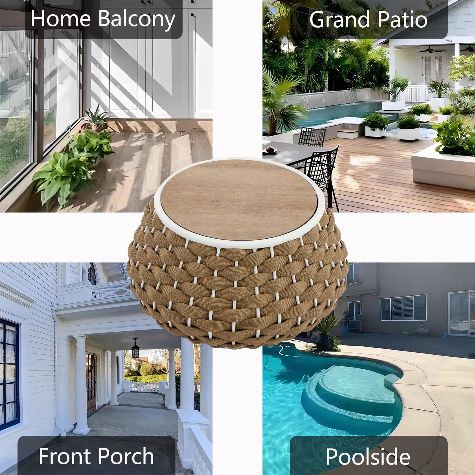 30.5 Inch Round Outdoor Side Table with Removable Lid