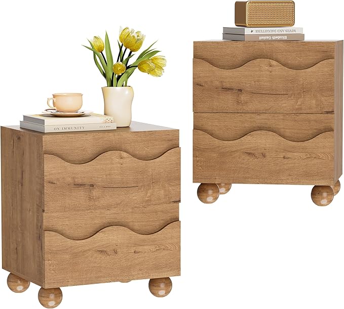 Scalloped Nightstand with 2 Drawers