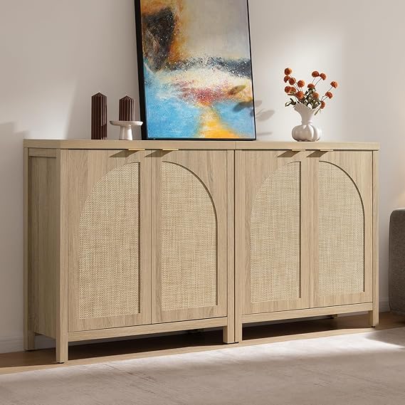 102" Rattan Sideboard Buffet Cabinet with Storage