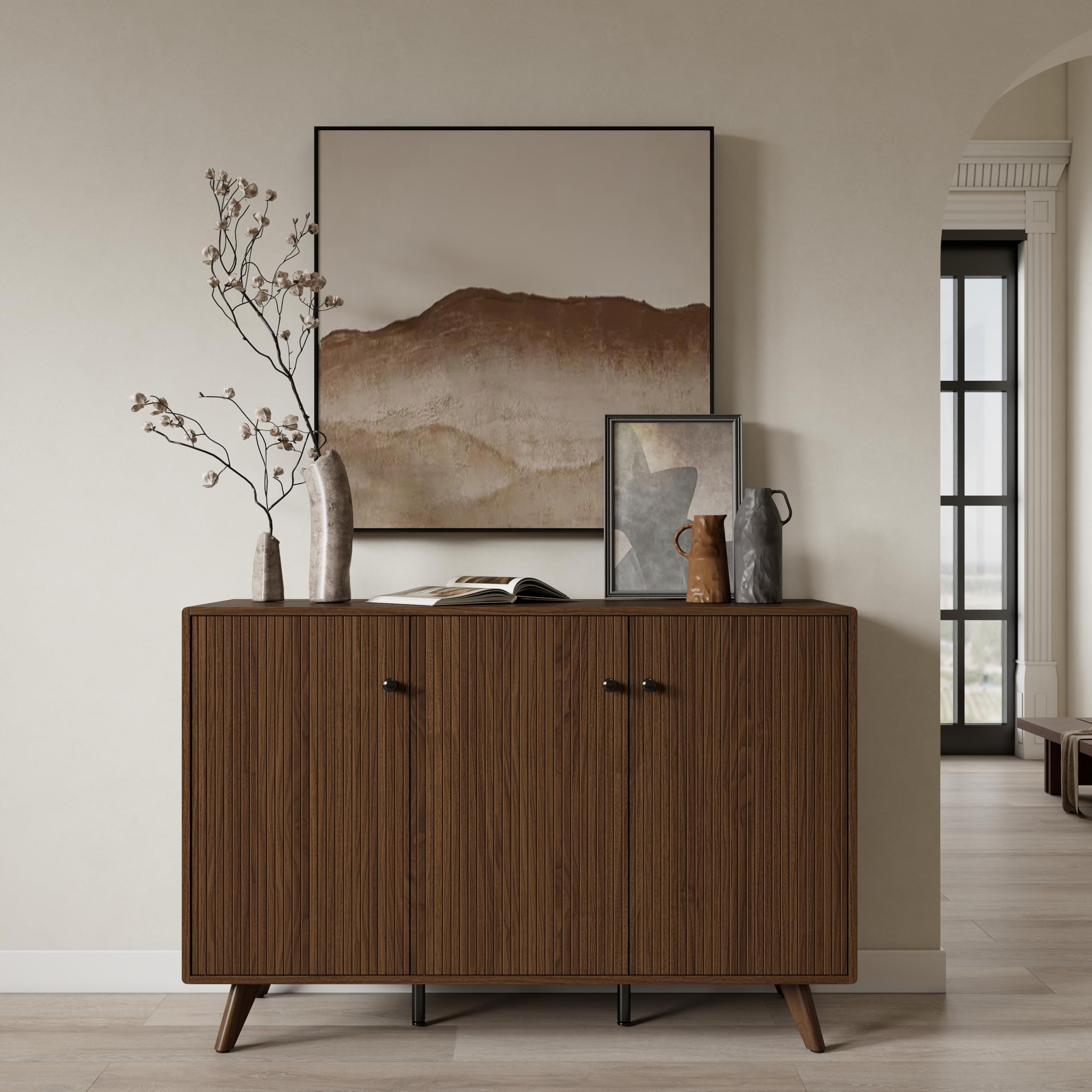 Fluted Buffet Sideboard Cabinet with Storage