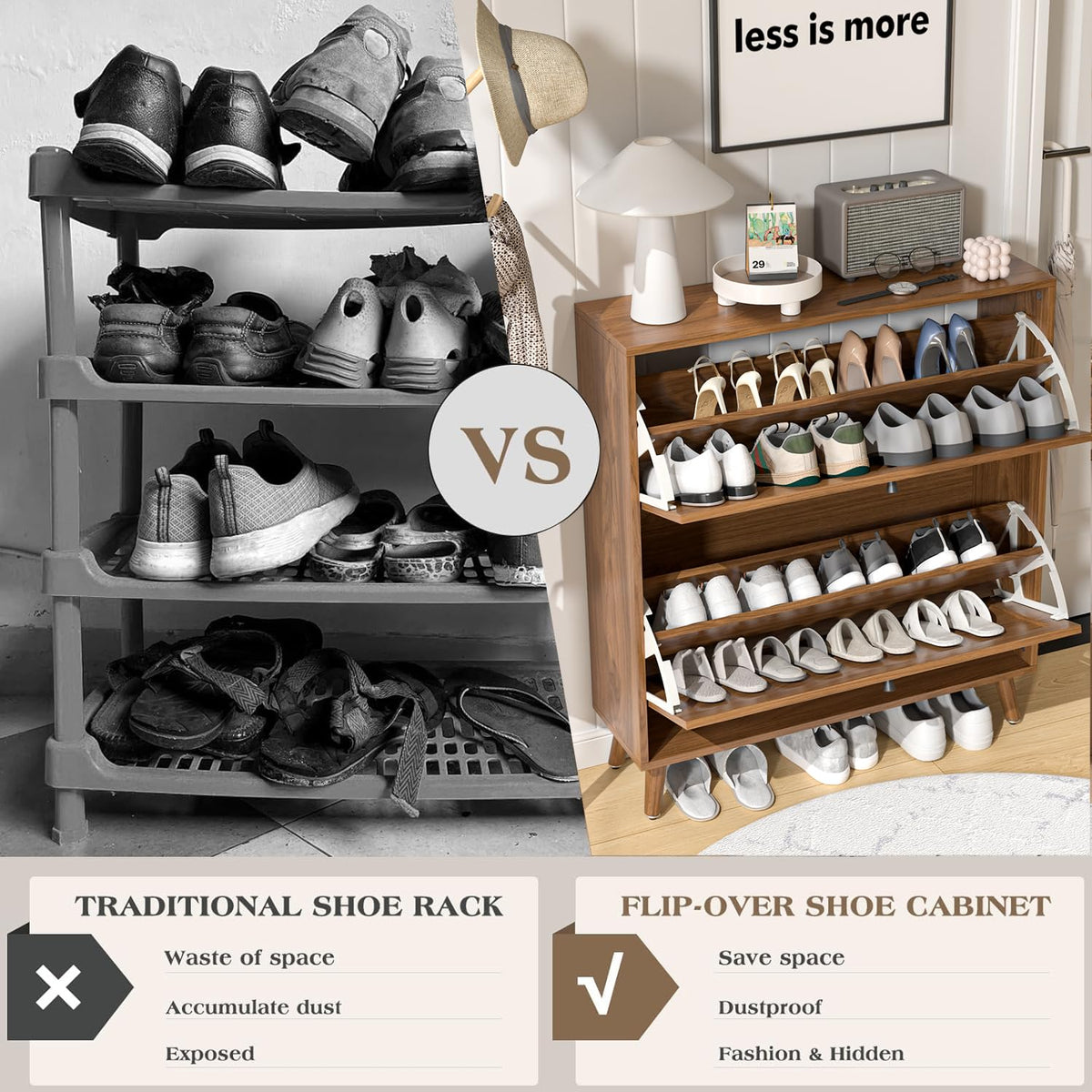 Shoe Storage Cabinet with 2 Flip Drawers