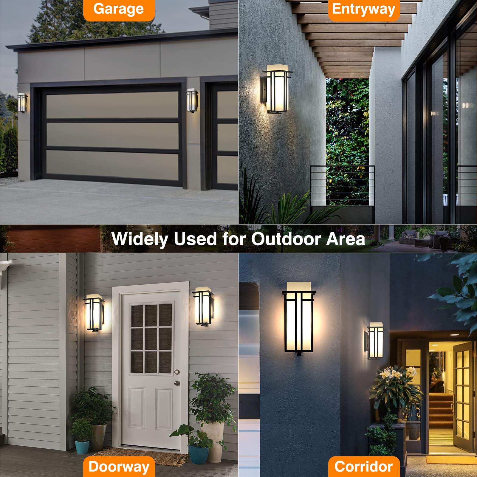Modern Outdoor Wall Light Fixture with Frosted Glass