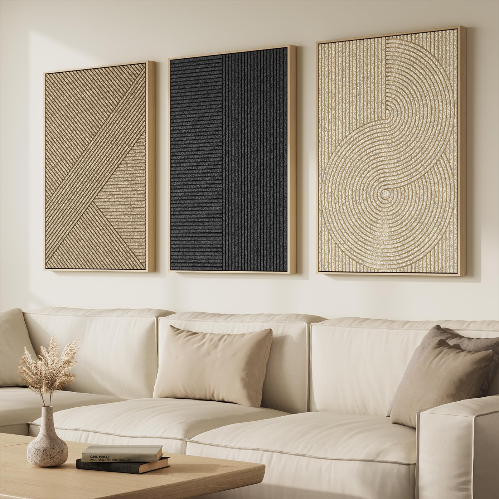 3D Textured Boho Abstract Wall Art Set