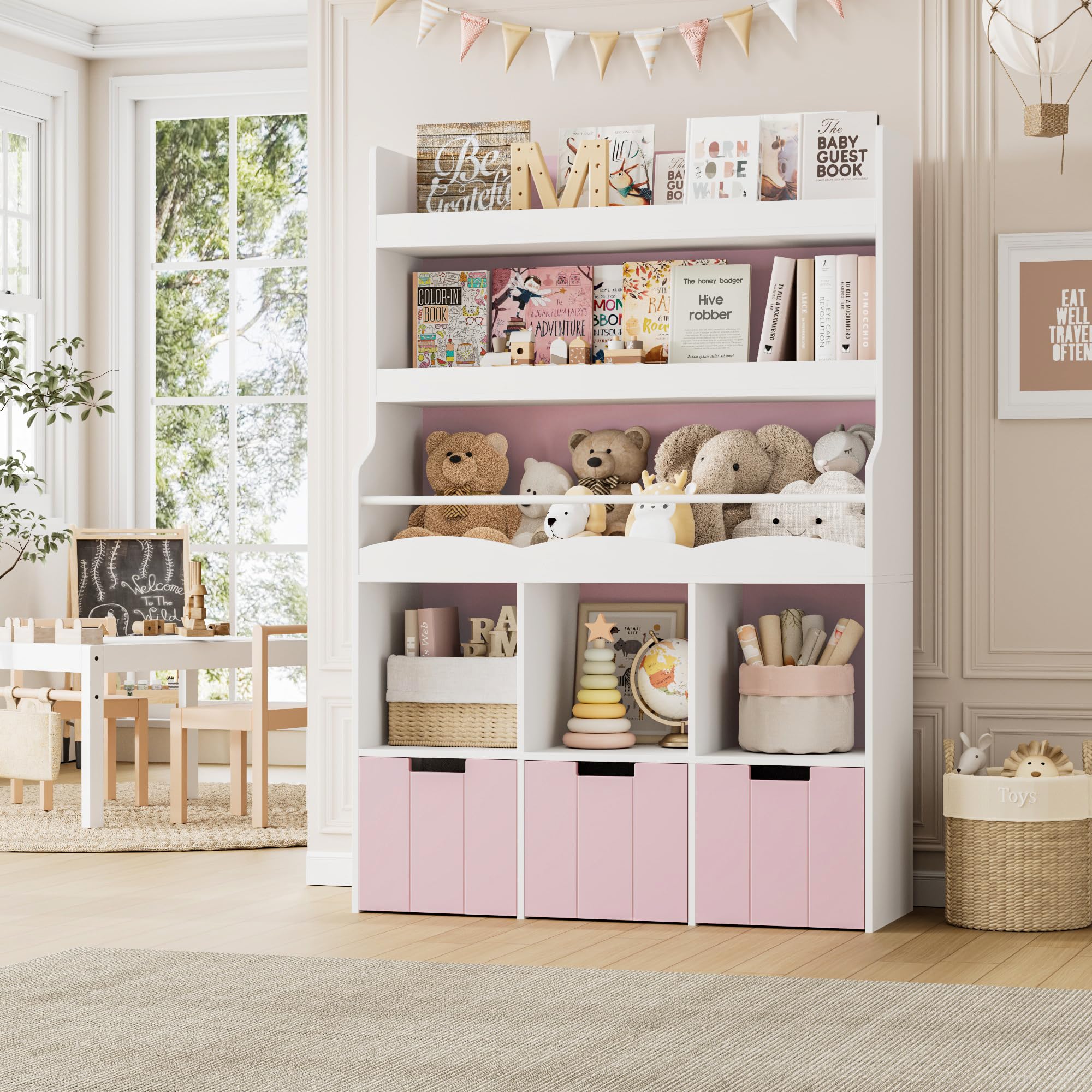 Kids Bookshelf with Toy Storage Organizer