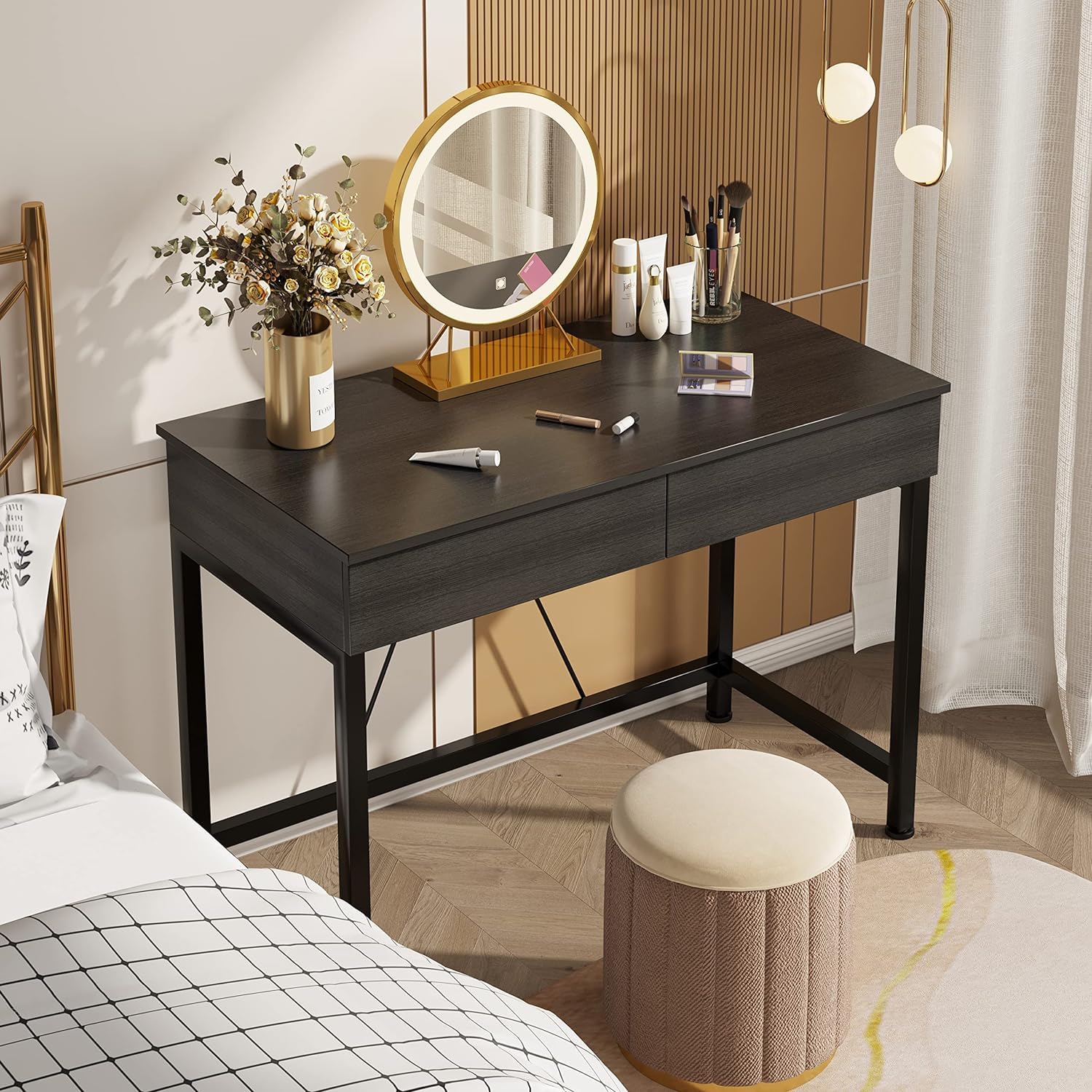 Small Computer Desk with Drawers 39 Inch