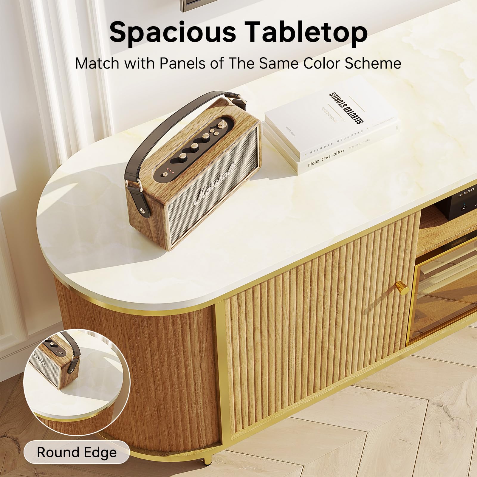 70" Fluted TV Stand with Storage for TVs Up to 80"