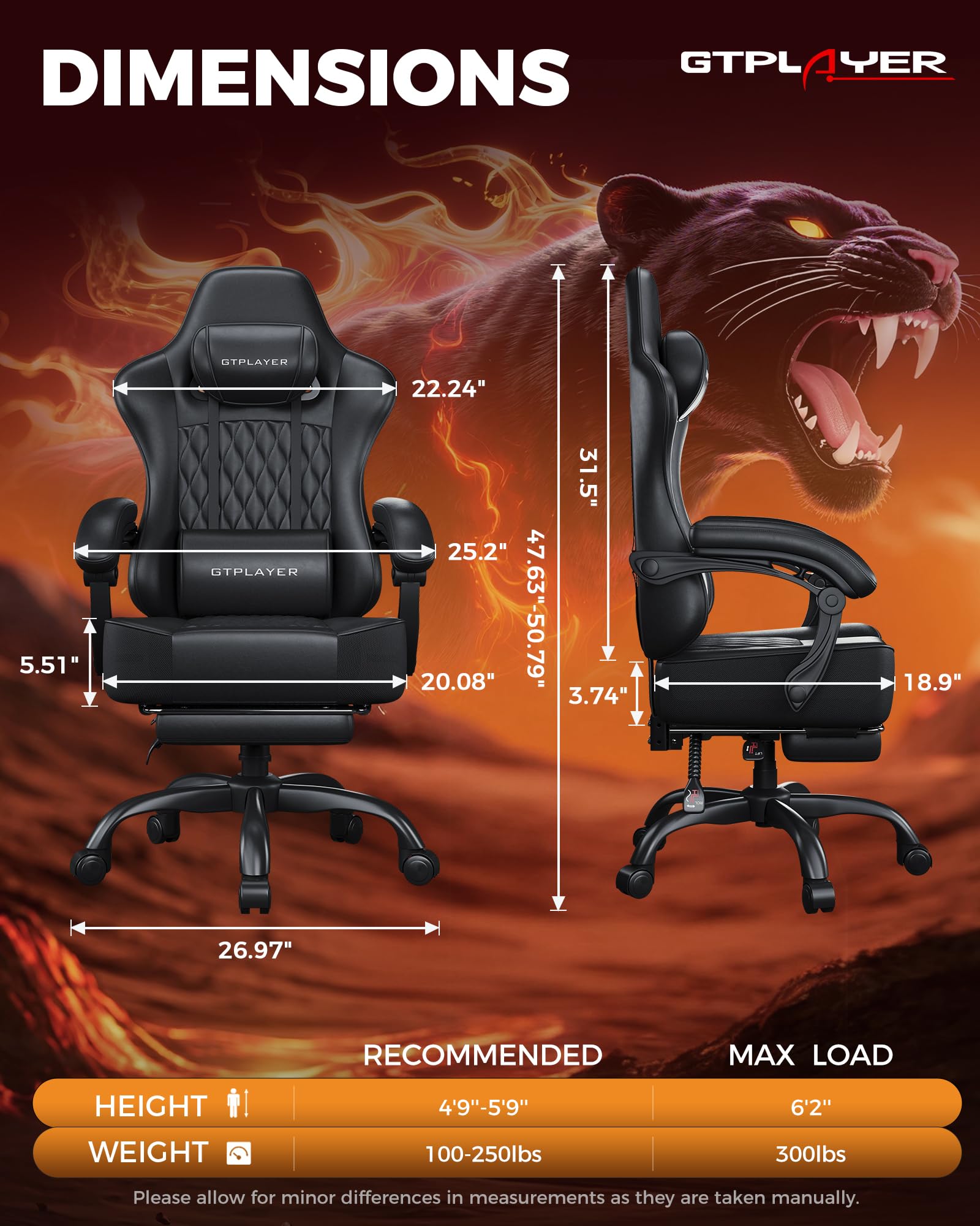 Big and Tall Gaming Chair with Footrest