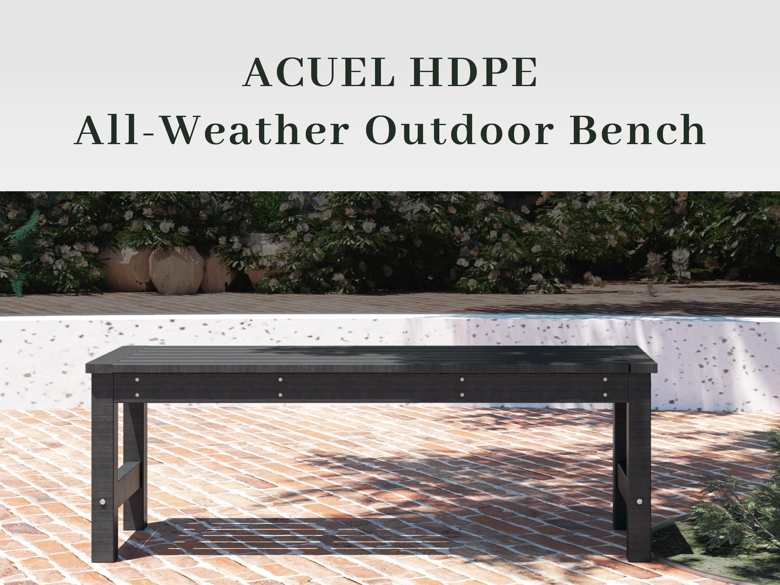 48" HDPE Outdoor Bench Black 2-Person
