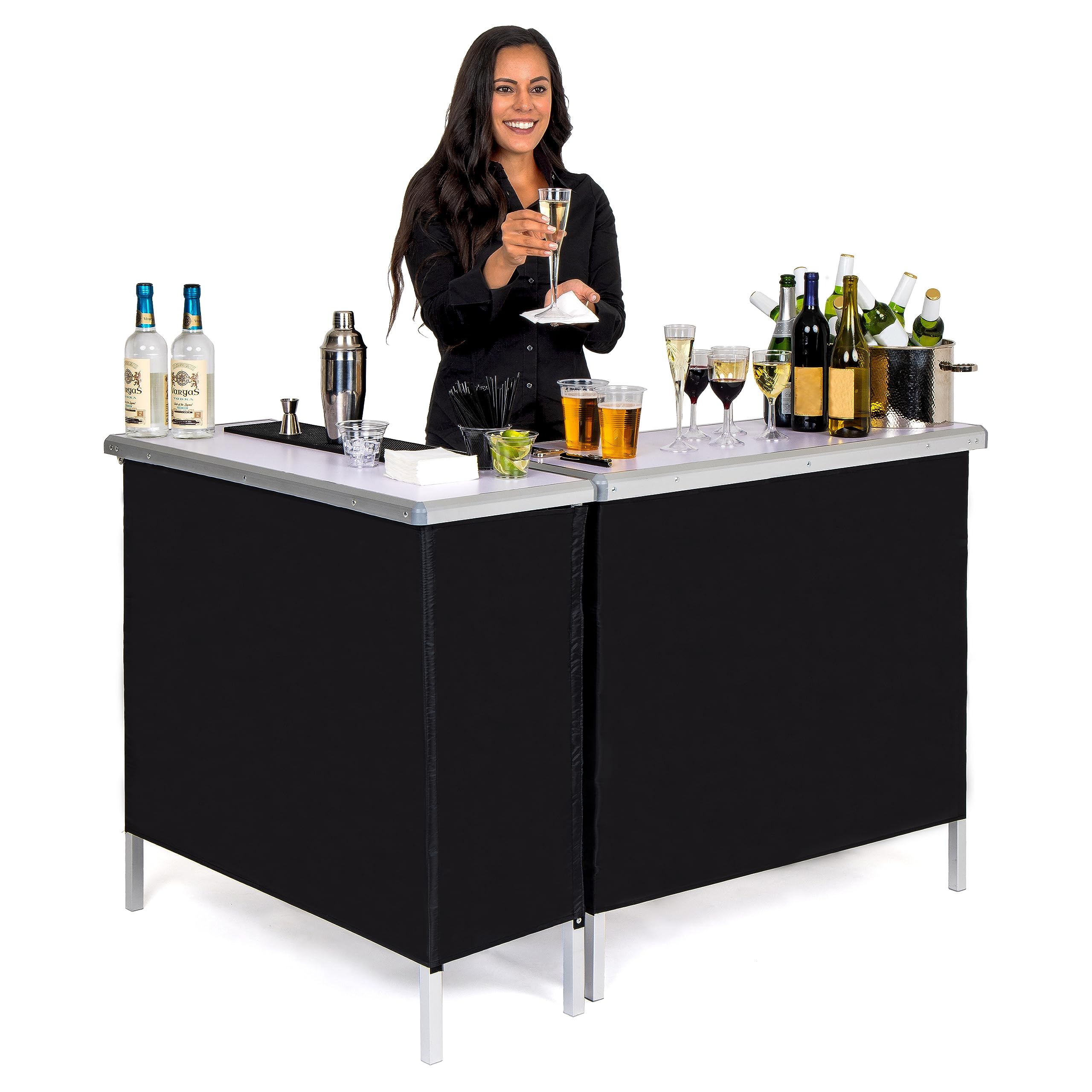 Portable Double Bar Table Set with Carrying Case
