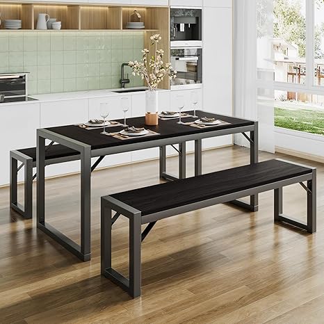 Kitchen Dining Table Set for 4 with Benches