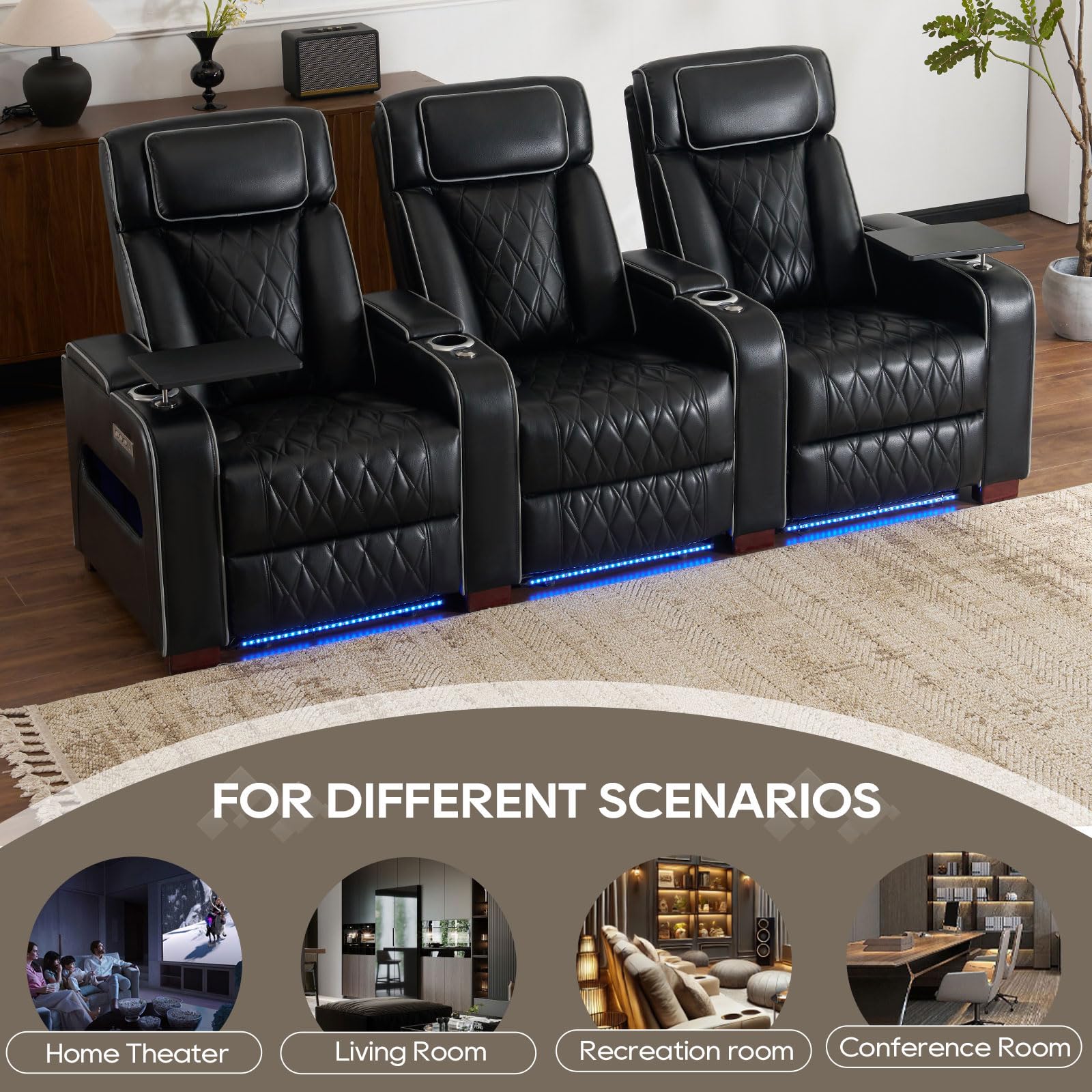 Luxury Home Theater Seating Power Recliner with LED Lighting