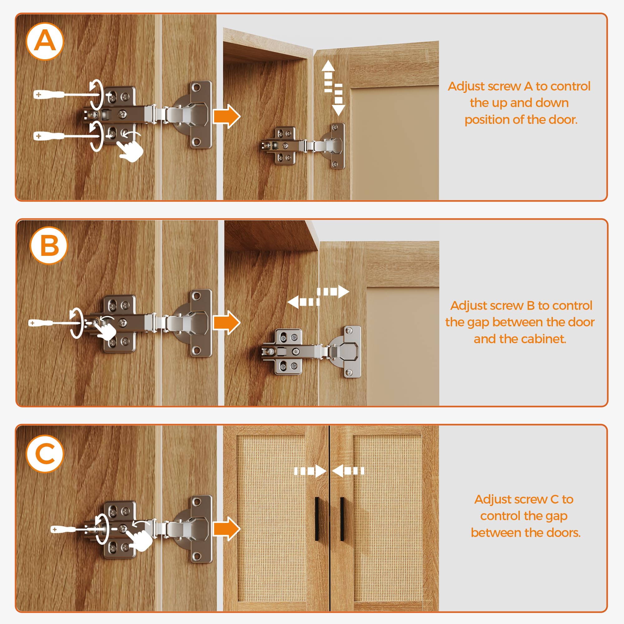 Rattan Buffet Cabinet with Storage and Adjustable Shelves