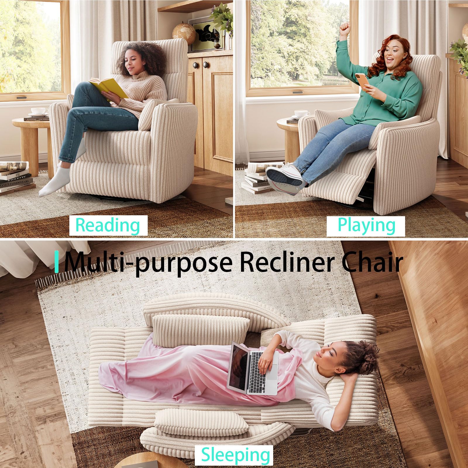 360 Swivel Rocker Recliner with Adjustable Backrest