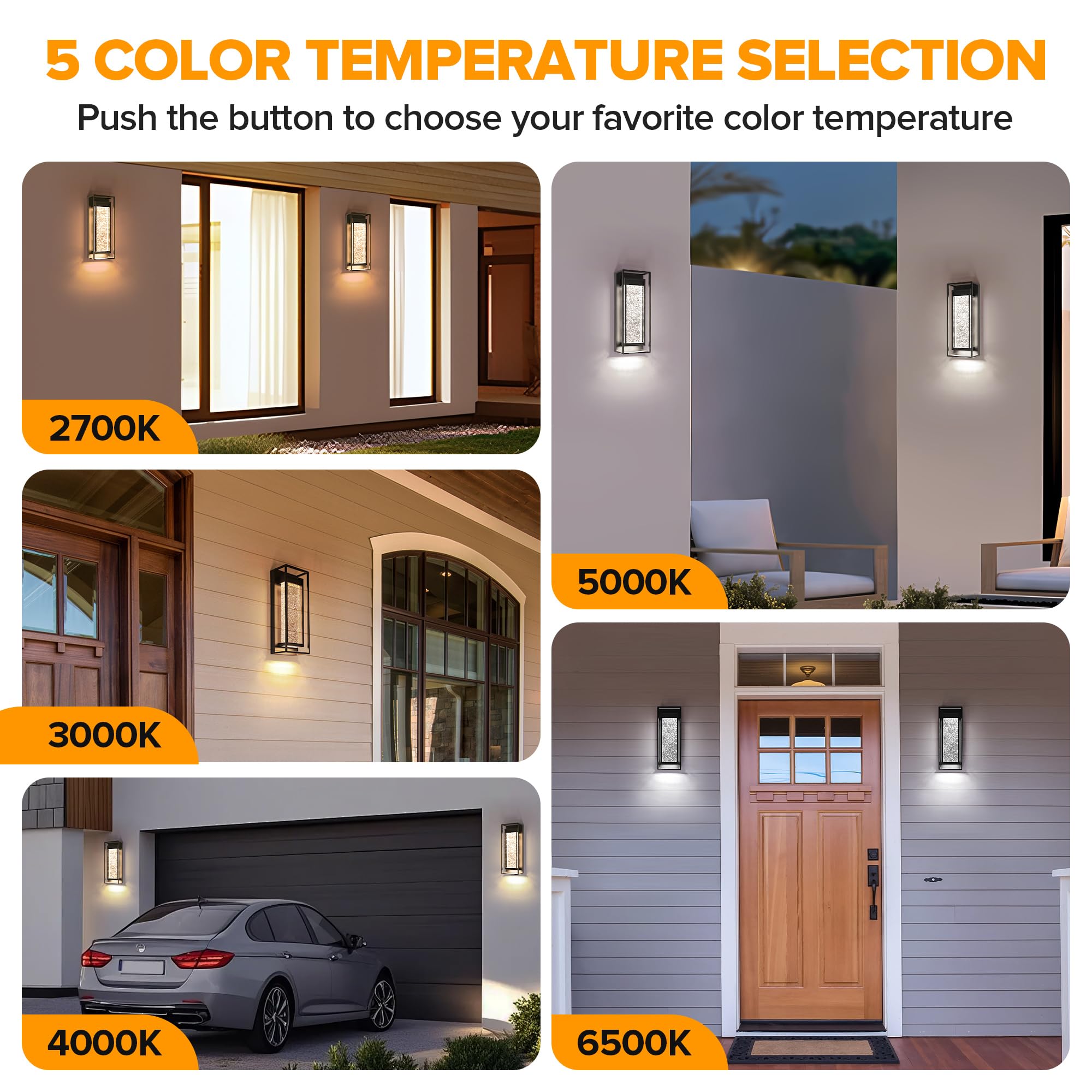 Outdoor Wall Light Fixture with Crystal Glass