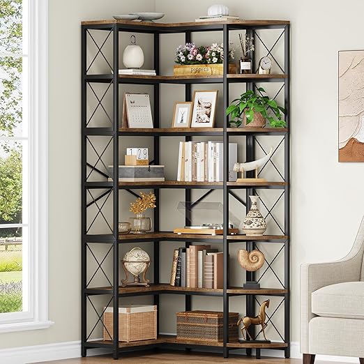 5-Tier L-Shaped Corner Bookshelf