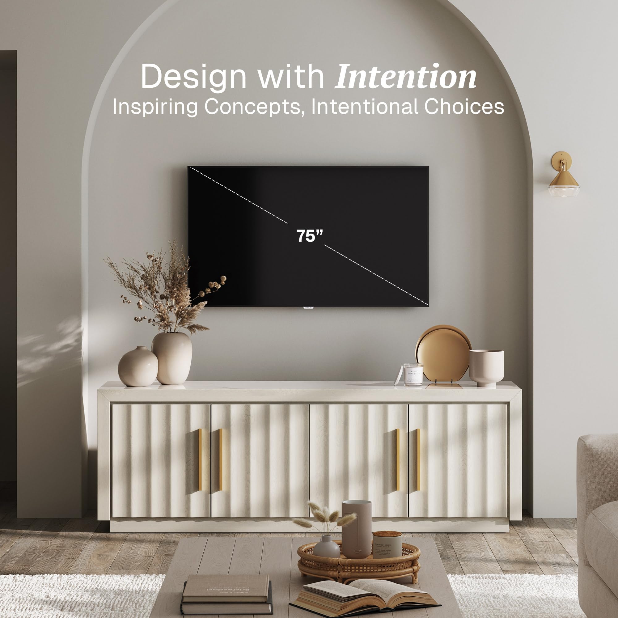 68 Inch TV Stand with Storage and Adjustable Shelves