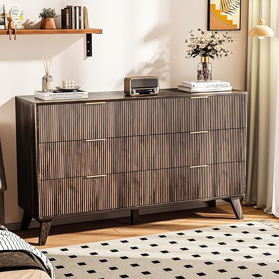 Fluted Dresser with 6 Drawers