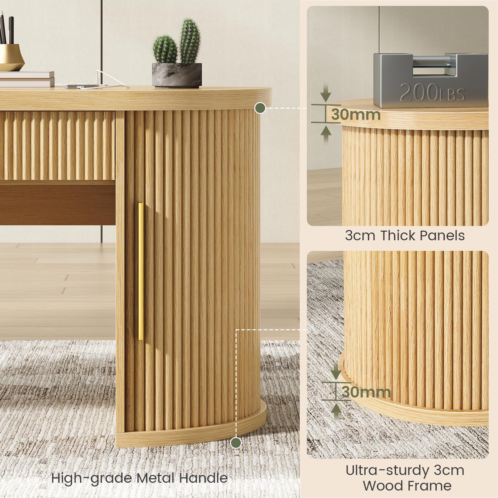 Executive Desk with Drawers and Storage Cabinets