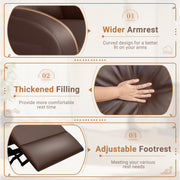 Rankok Recliner Chair Modern PU Leather Reclining Chair Ergonomic Adjustable Recliner for Living Room Home Theater Seating Single Sofa (Brown)