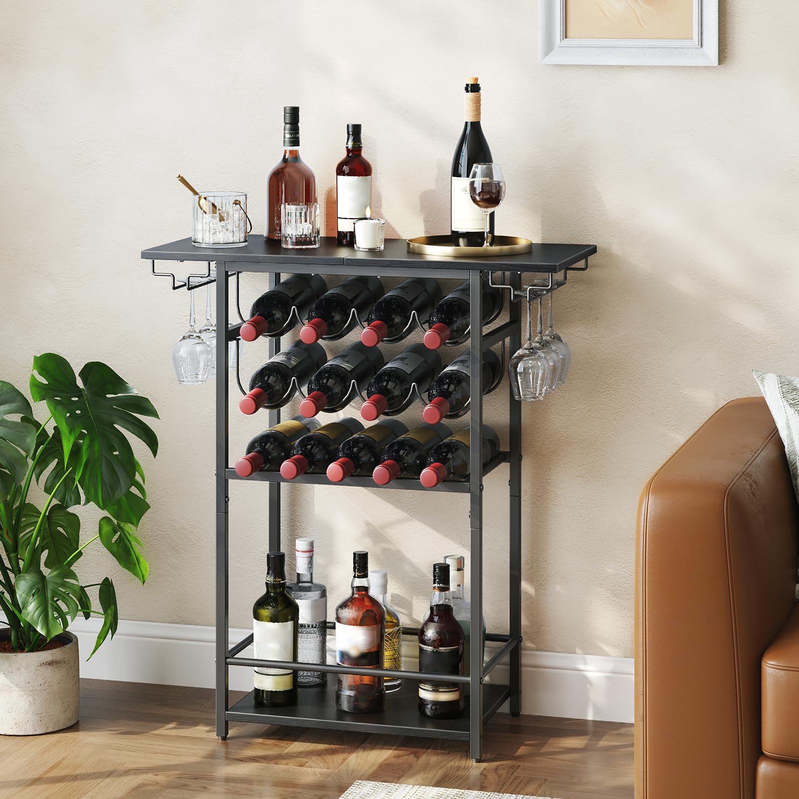 5-Tier Wine Rack with Glass Holder