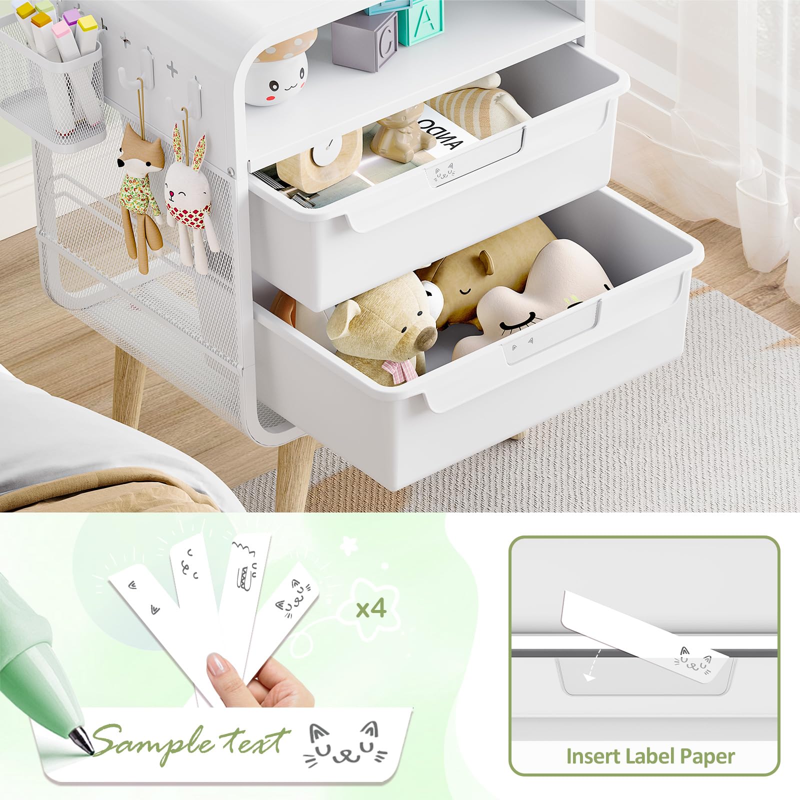 SYKIARIOL Kids Nightstand,White Night Stand,White Side Table,Bedside Table,Cute End Table with Storage Drawer for Girls boy