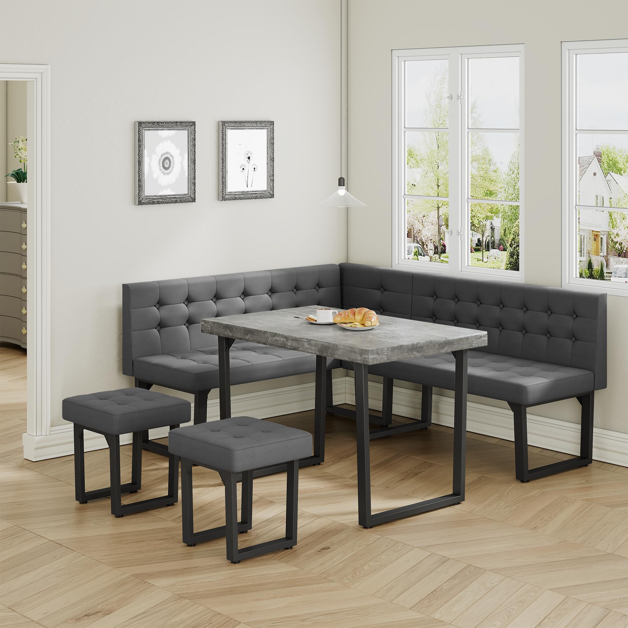 Corner Dining Table Set with Storage Bench