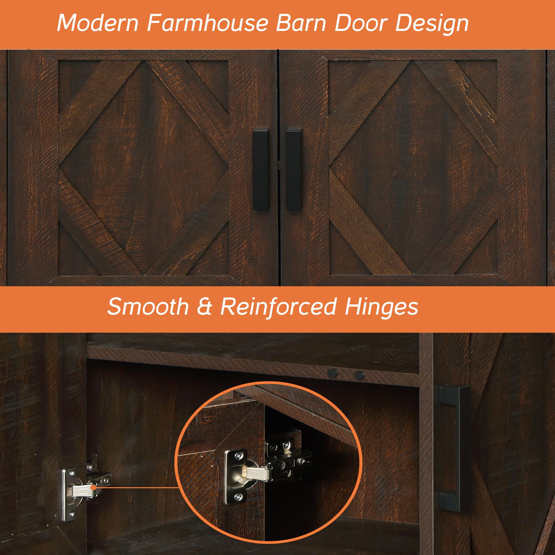 82.7" Farmhouse TV Stand with Barn Door Storage