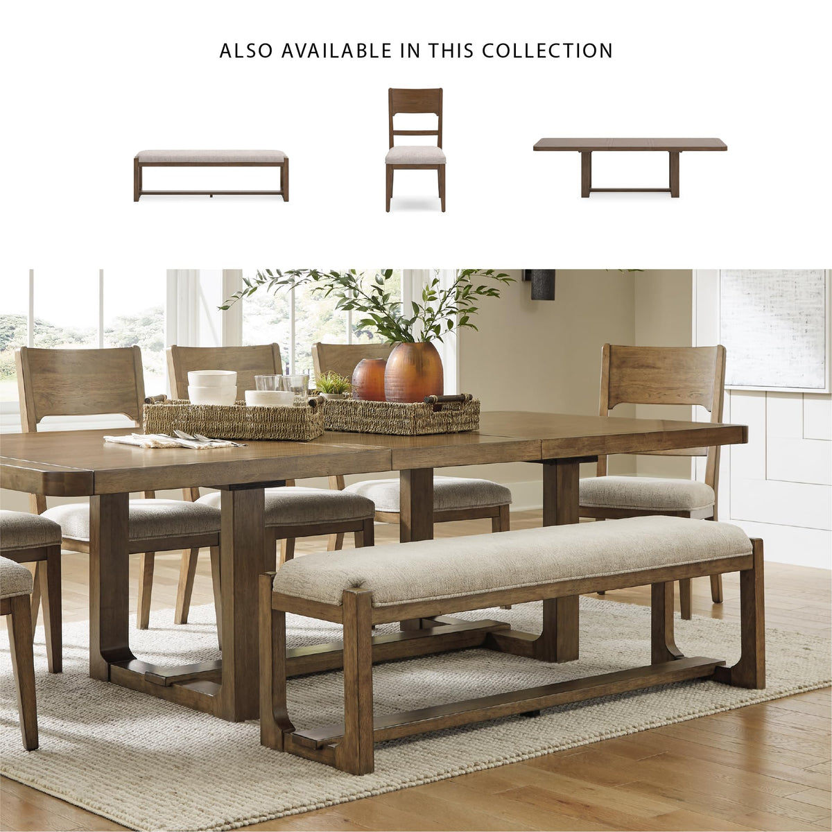 Farmhouse Upholstered Dining Bench