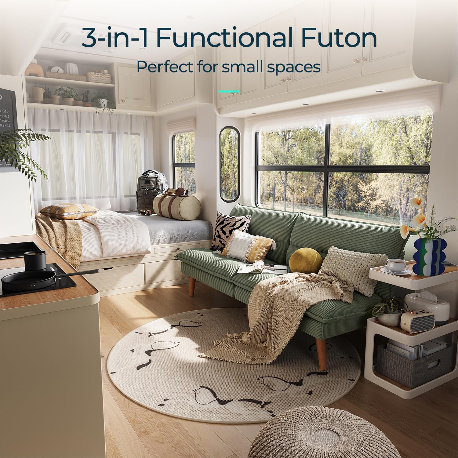 Convertible Corduroy Futon Sofa Bed