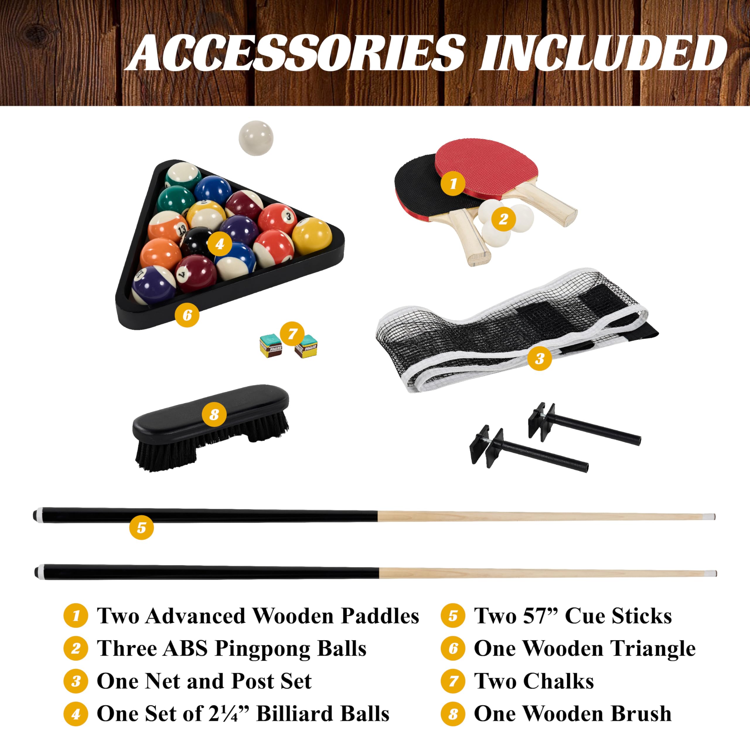 7' 3-in-1 Pool Table with Dining Top & Table Tennis