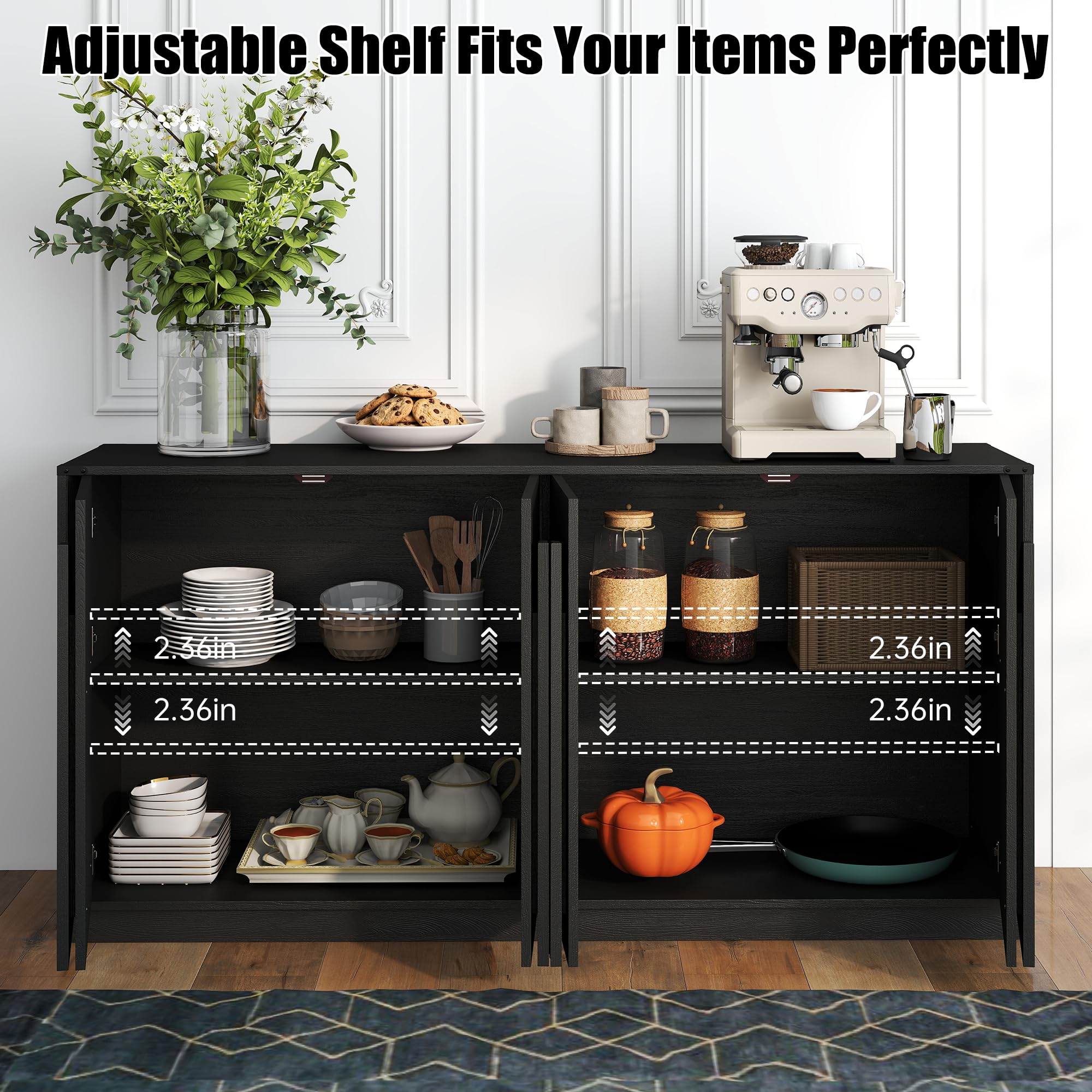 65" Sideboard Buffet Cabinet with Adjustable Shelves