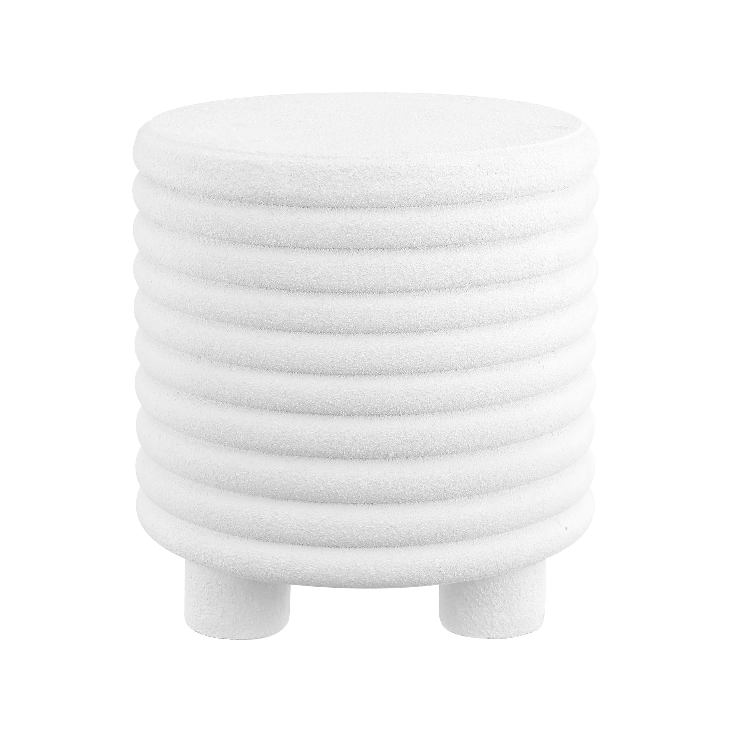 18" 3-Legged Drum Accent Table - Indoor/Outdoor White Frosted