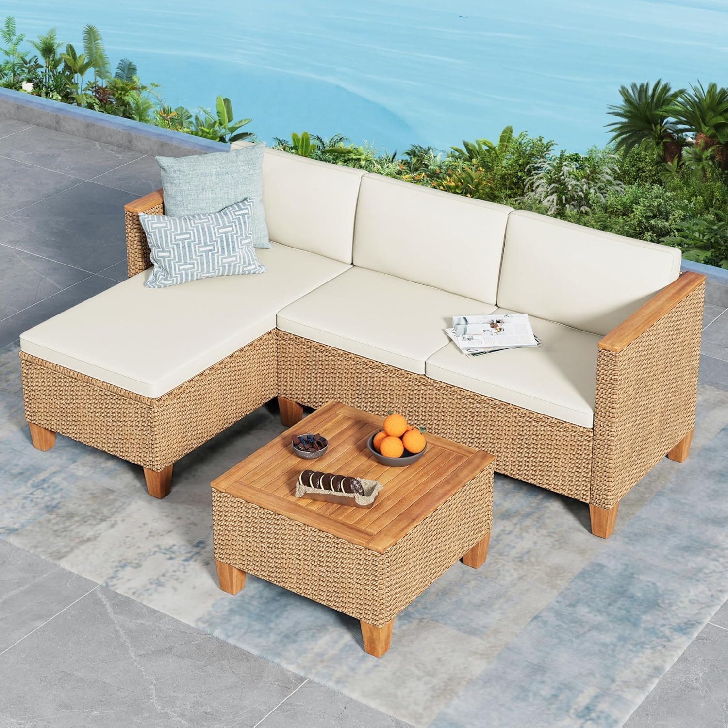 3 Piece Wicker Outdoor Patio Conversation Set