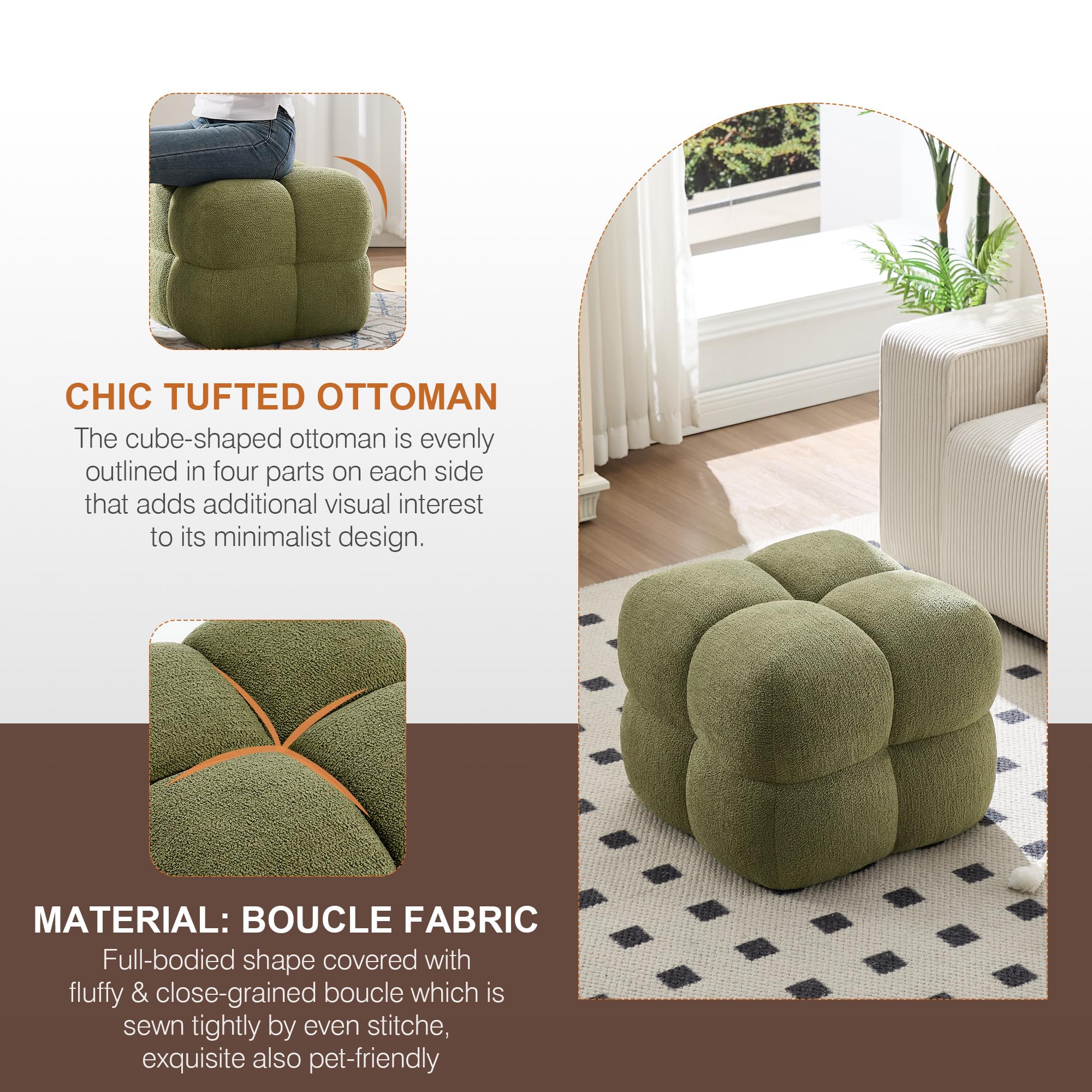 Square Pouf Ottoman Footstool