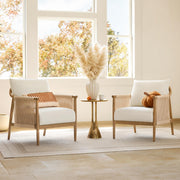 Braid Accent Chair Set of 2 with Wooden Armrest