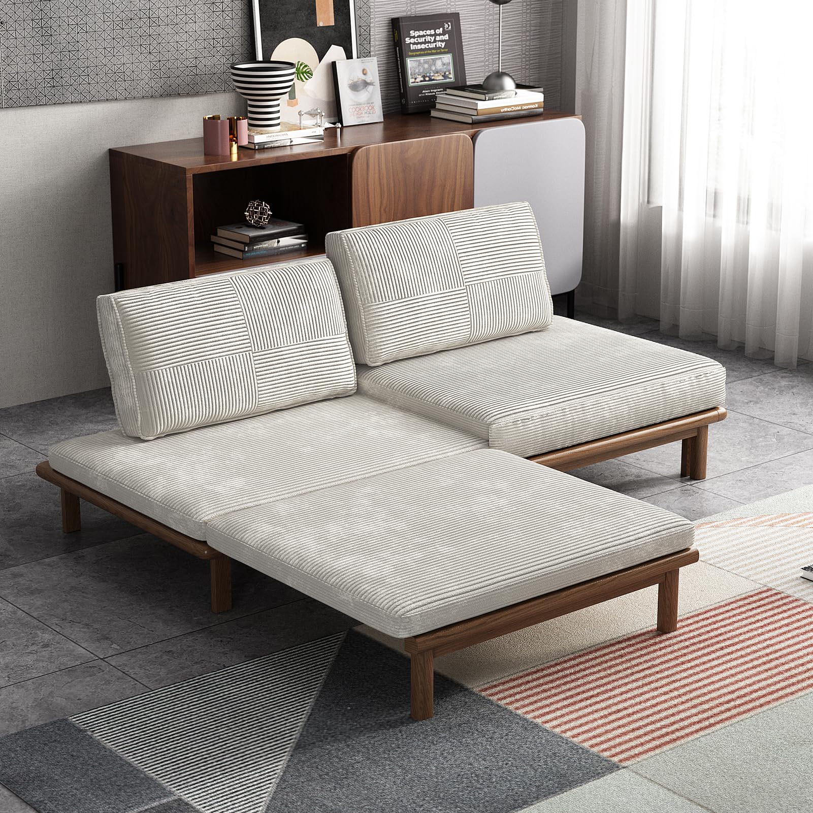 Convertible Sofa Bed with Solid Wood Frame