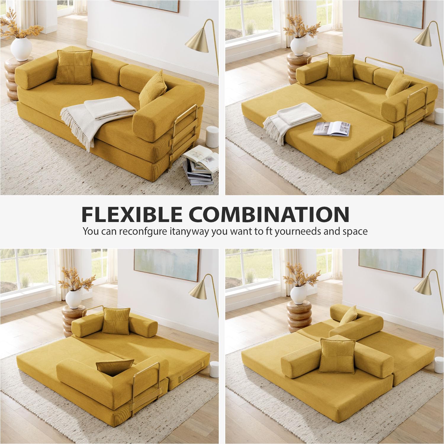 4-in-1 Folding Convertible Sofa Bed with Pull Out Sleeper