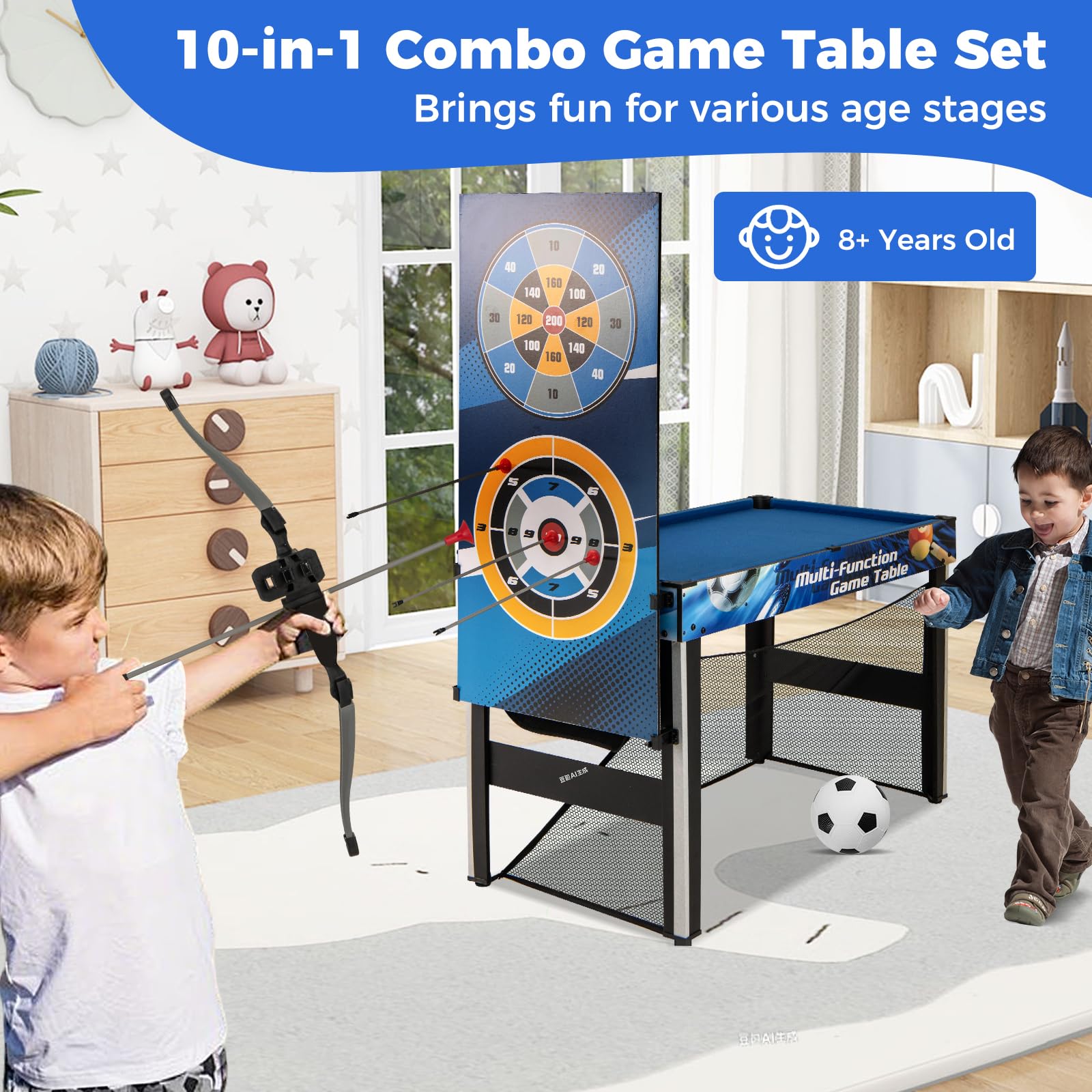10-in-1 Multi Game Table with Complete Accessories