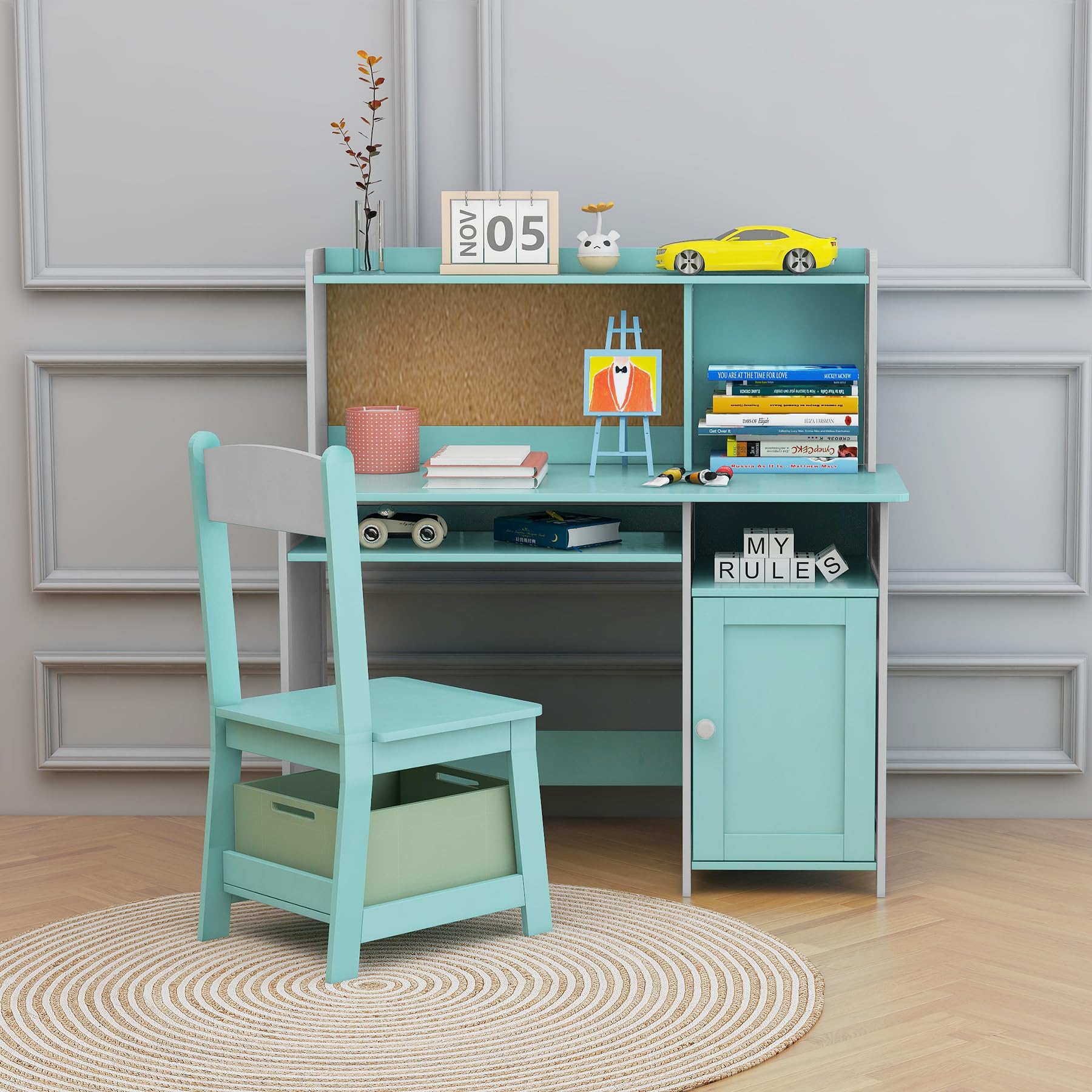 Kids Desk and Chair Set with Storage