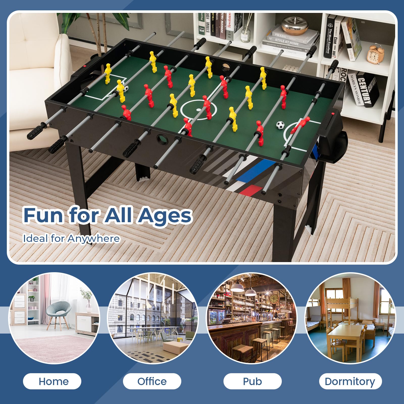 4-in-1 Multi Game Table with Foosball, Pool, Air Hockey & Table Tennis