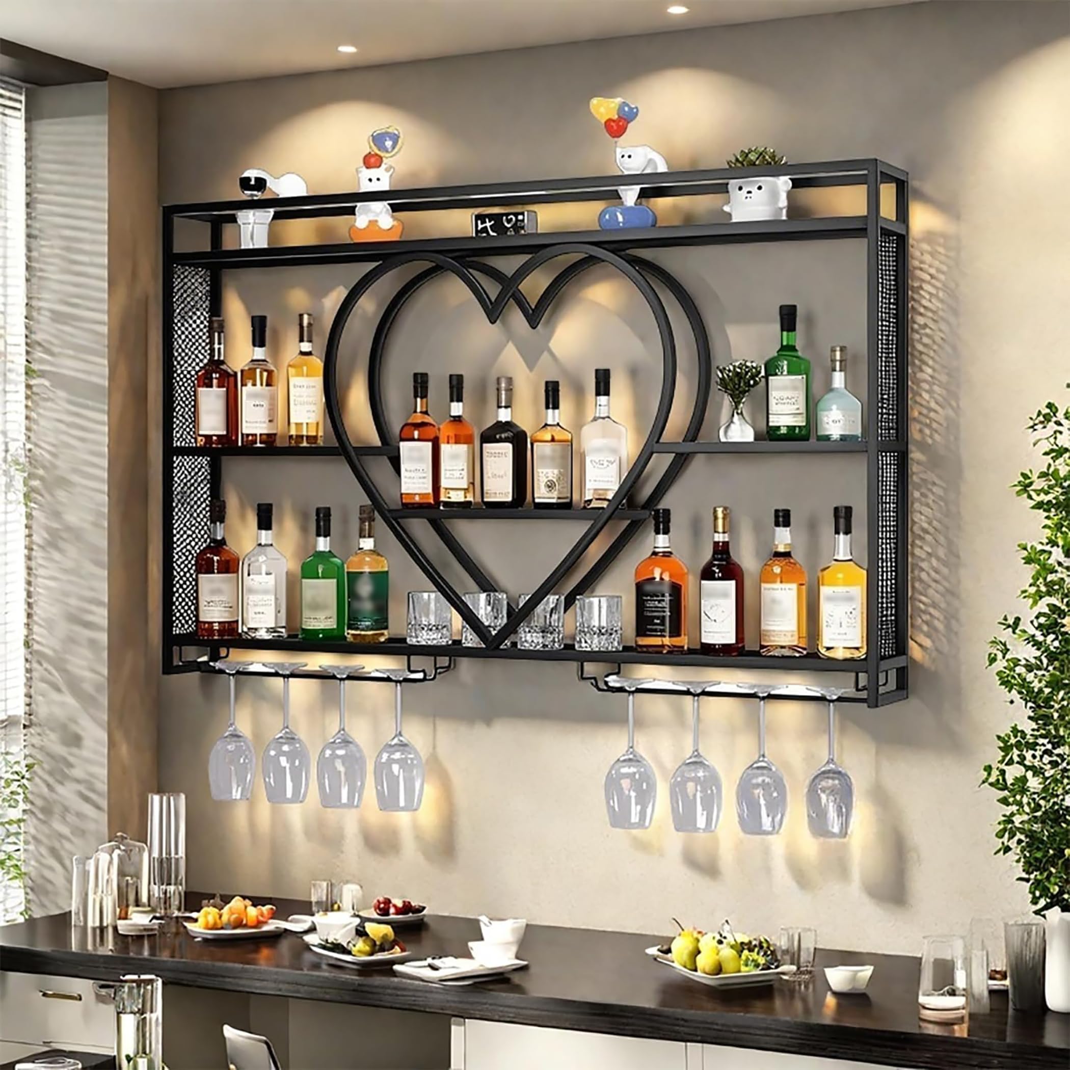 Wall Mounted Wine Rack with LED Lighting