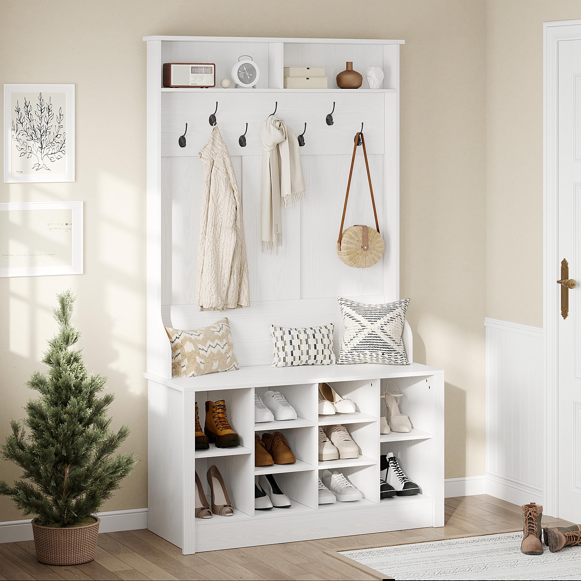 Hall Tree with Bench and Shoe Storage